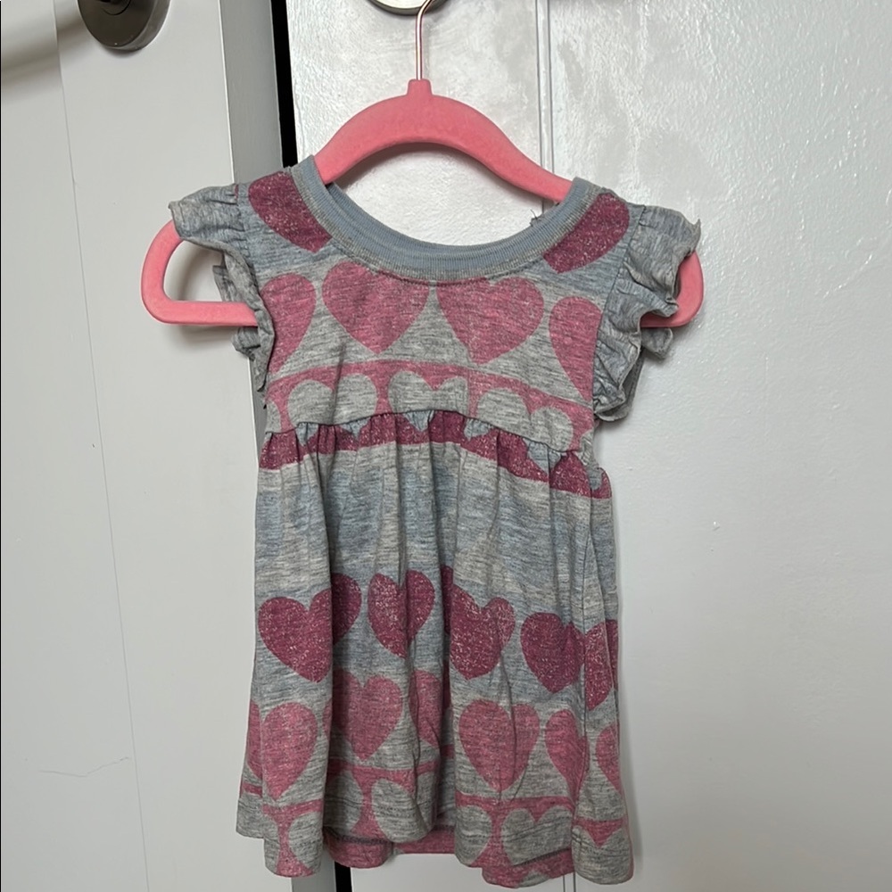 Splendid Infant Gray and Pink Heart Dress